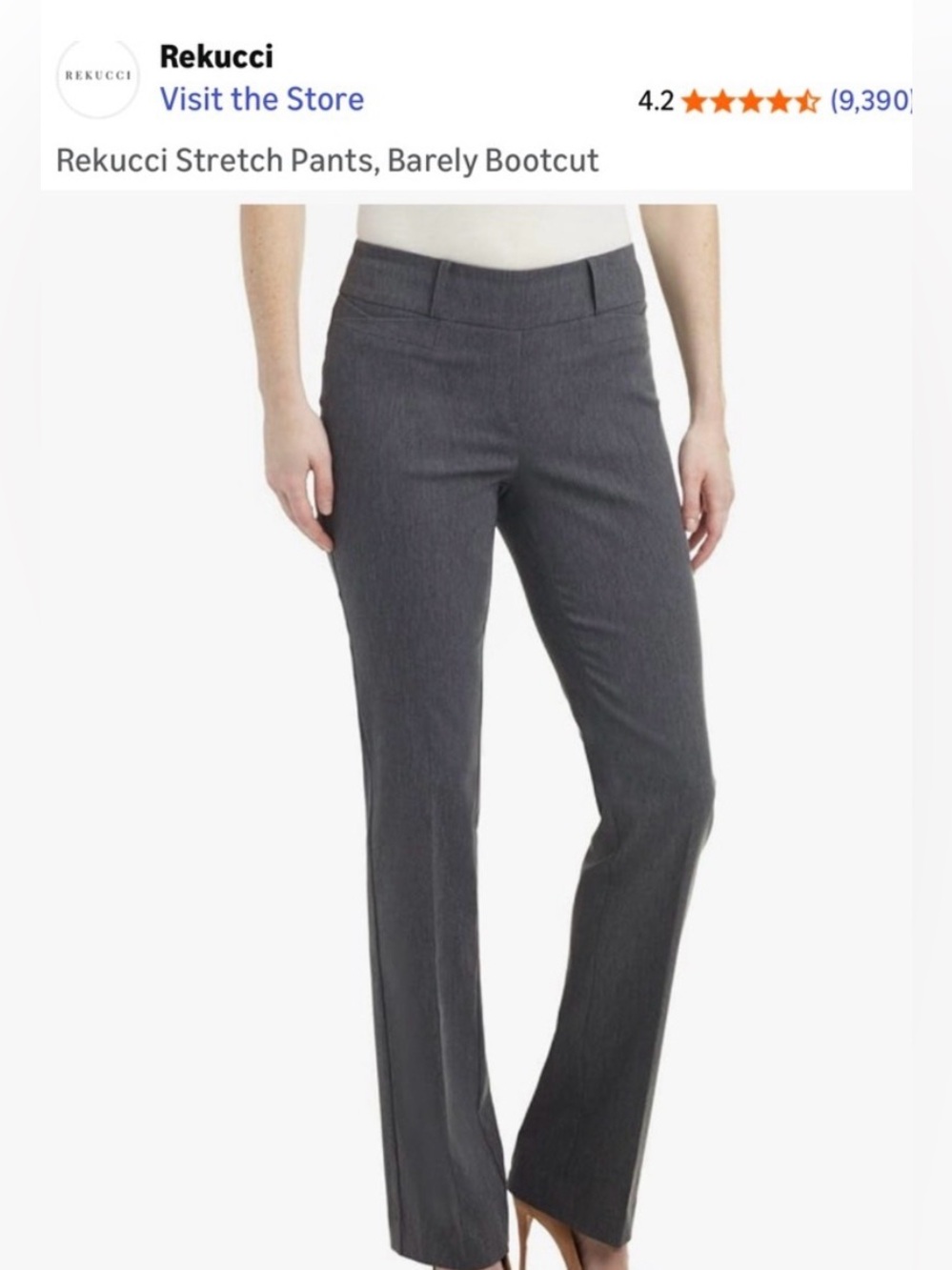 Rekucci Ease Into Comfort Barely Bootcut Stretch Pants Graphite Grey 14